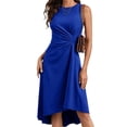 thumbnail image 2 of Women'S Summer Sleeveless Ruched Waist Flowy A Line High Low Midi Cocktail Dress Blue XL, 2 of 6