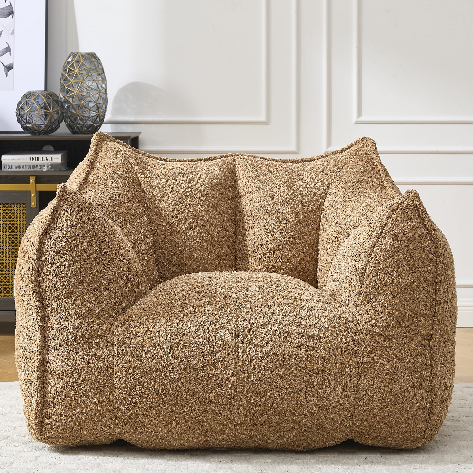 Newest Modern Chenille Bean Bag with Soft Cushioning - 2-Seater for Reading/TV Watching in Living Room/Study