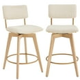 thumbnail image 6 of Zesthouse Swivel Counter Height Bar Stools Set of 2, 26" Upholstered Linen Barstools with Back and Solid Wood Legs, Mid Century Modern Bar Chairs, Island Stool for Kitchen Counter, Beige, 6 of 11