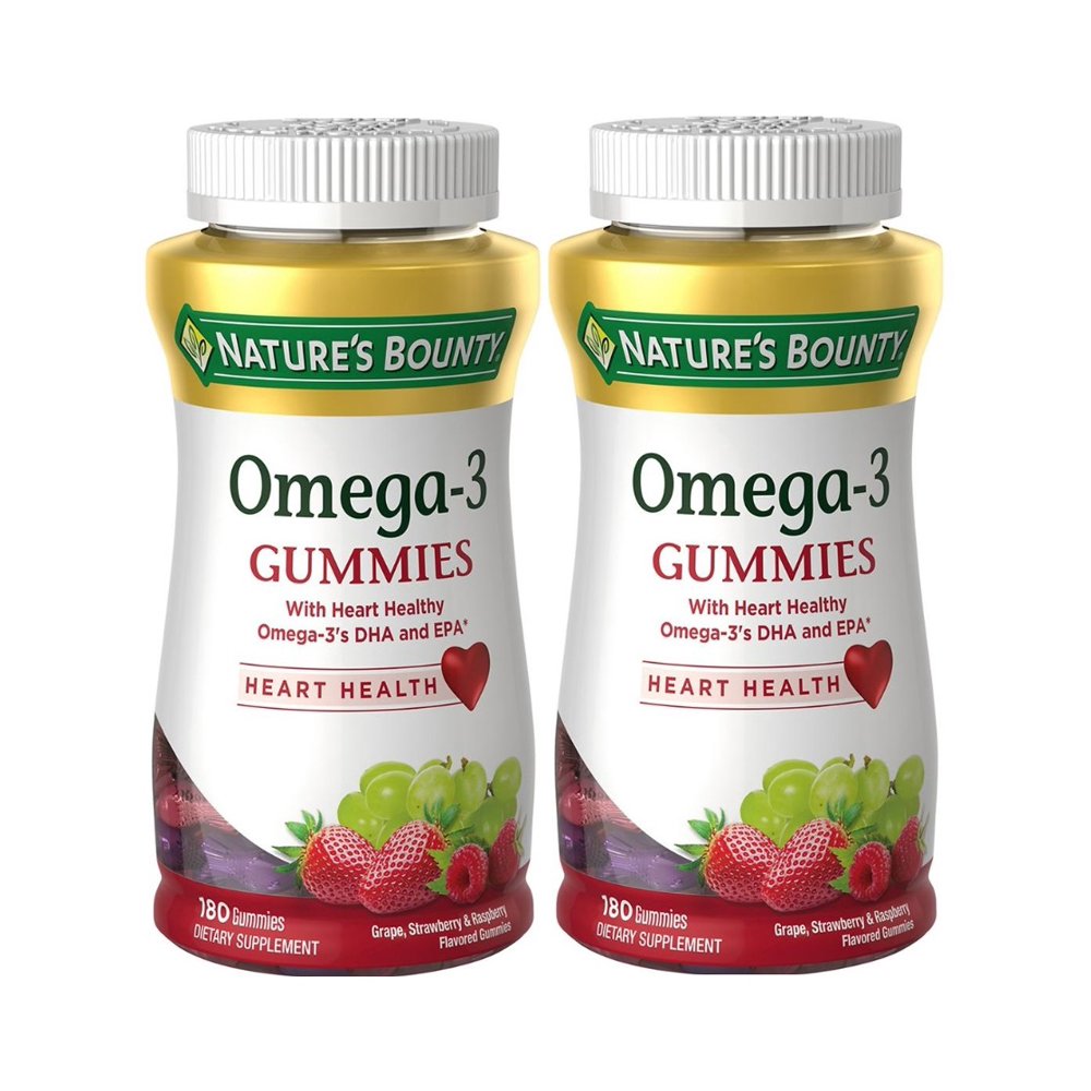 2 PACK Nature's Bounty Omega3 Gummies support heart health 180 ct