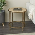 thumbnail image 2 of DecMode 19" x 20" Beige Marble Round Accent Table with Hammered Gold Metal Legs, 1-Piece, 2 of 13