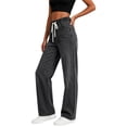thumbnail image 6 of Risckoth Women's Plus Size Drawstring Elastic Waist Jeans Straight Leg Loose Fit Side Pockets Solid Casual Long Pants S-2XL, 6 of 7