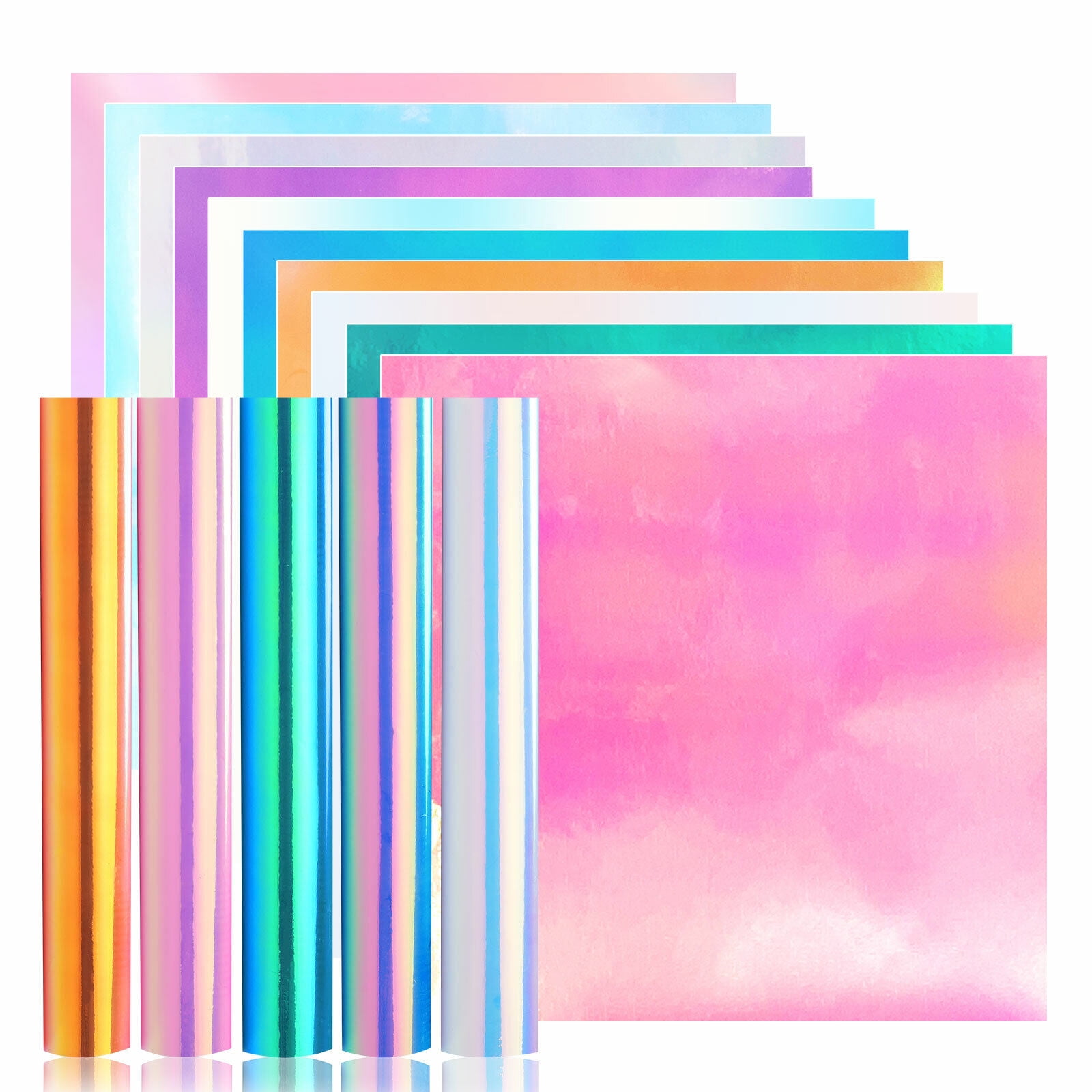 (3 pack) HTVRONT 12 PCS 12"x12" Holographic Vinyl Permanent Adhesive Vinyl Sheets Bundles for DIY Decorate