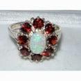 thumbnail image 4 of LBG 14k White Gold Natural Opal and Garnet Womens Anniversary Ring - Size 10.25, 4 of 4