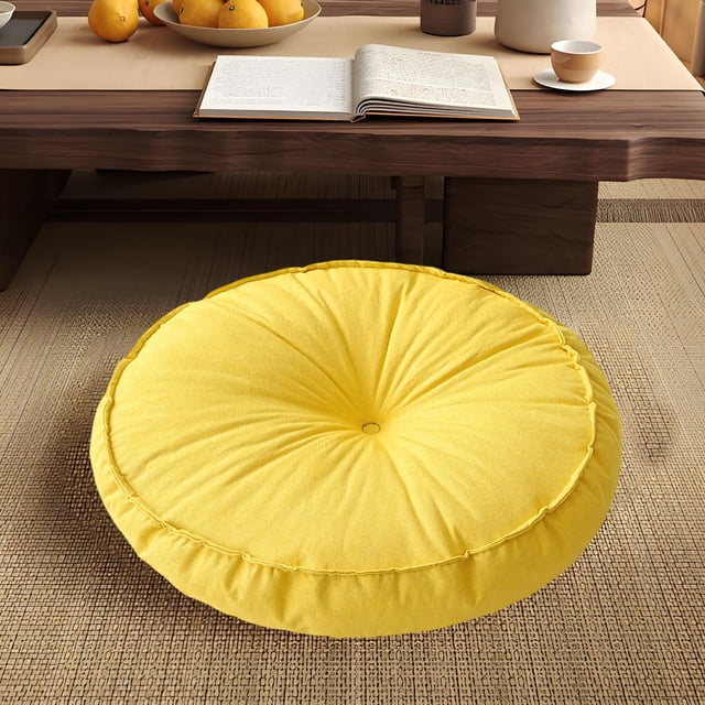 Cojín Redondo de Tela Gruesa, Futón de Lino Estilo Japonés, Cojín de Asiento Tipo Tatami para Balcón o Ventana, Puf de Suelo
