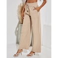 thumbnail image 3 of Pantalones holgados con cordón, pantalones de pierna ancha para mujer, pantalones de playa con cintura elástica, pantalones casuales de cintura alta, compactos y livianos, 3 of 7