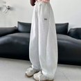 thumbnail image 6 of XIMIN Girl's Baggy Sweatpants Elastic Waist Yoga Pants Drawstring Wide Leg Sweatpants with Pockets Trendy Athletic Grunge Clothes Casual Loose Comfy Lounge Joggers, 6 of 8