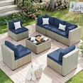 thumbnail image 6 of Amopatio 7 Pieces Patio Conversation Set, Outdoor Sectional PE Rattan Wicker Furniture Seat,NAVY, 6 of 9