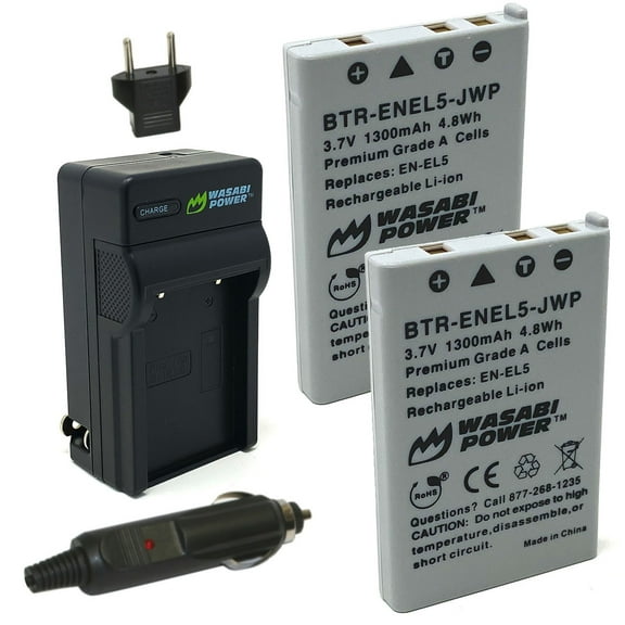 Wasabi Power Battery (2-Pack) and Charger for Nikon EN-EL5