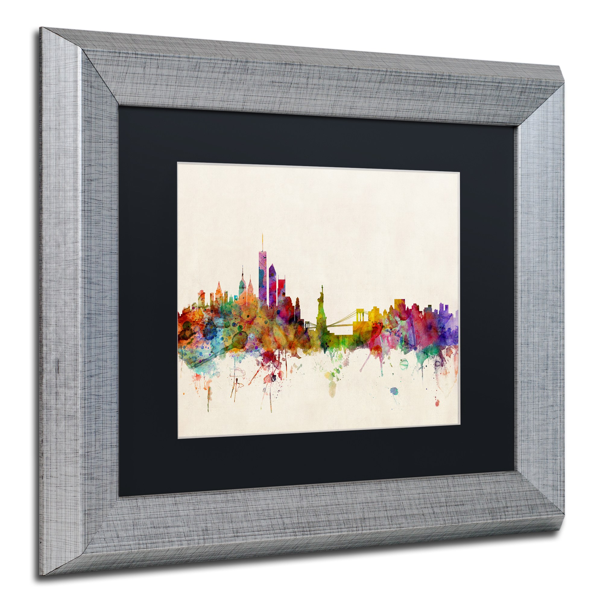 Trademark Fine Art "New York, New York" Canvas Art by Michael Tompsett Black Matte, Silver Frame