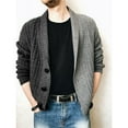 thumbnail image 2 of IROINNID Men's Long Sleeve Mid-Length Cardigan Jacket Contrast Color Casual Color Block Knitted Jacket Single Breasted Sweater, 2 of 3