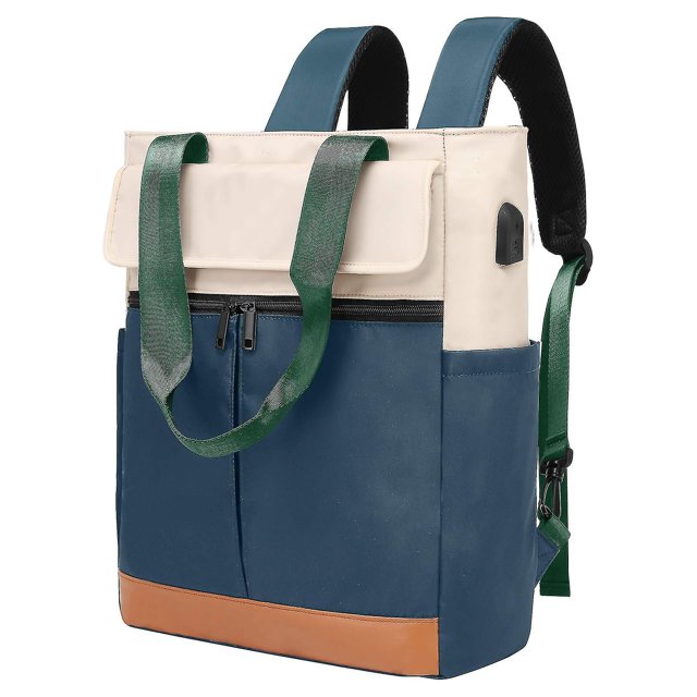 Bolso de mano convertible para mujer Mochila para computadora portátil Mochila para computadora portátil Bolsa informal de viaje para la escuela universitaria abierta con parte sup