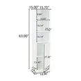 thumbnail image 5 of Modern Tall Slim Bathroom Cabinet with 3 Shelves and Door Space Saving Floor Standing Linen Storage for Small Bathrooms and Living Rooms 15" W x 15.75" D x 63" H White, 5 of 9