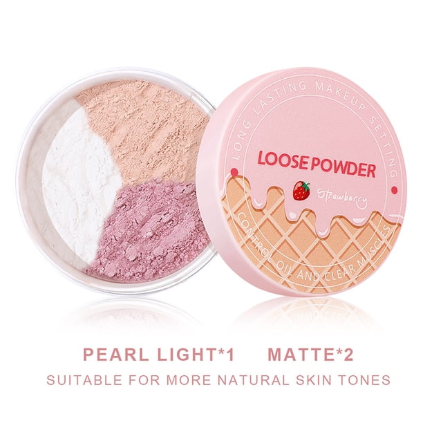 Fiudx Ofertas y liquidaciones Polvos sueltos de 3 colores, polvos sueltos fijadores de aceite, polvos mate, polvos iluminadores perlados y polvos para contornear, 10 g
