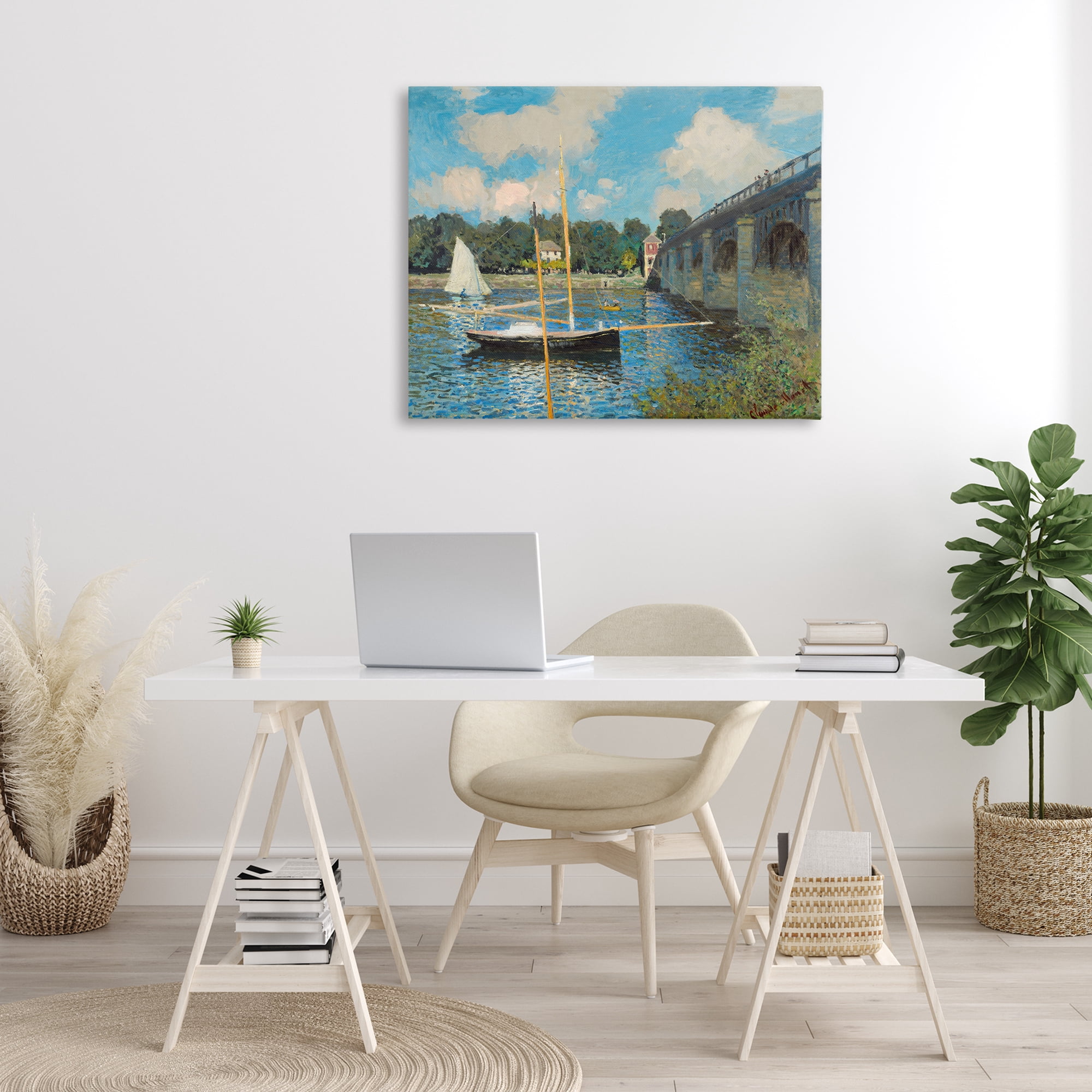 Stupell Industries Classic River with Boats Sailing Landscape & Nature Painting Wrapped Canvas Art Print Wall Art, 40 x 30