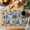 thumbnail image 2 of Vintage Leaves Placemats Set of 1, Blue Tropical Plant Linen Texture Non-Slip Place Mats Washable Table Mats for Kitchen Dining Table Decorations Indoor/Outdoor, 2 of 9