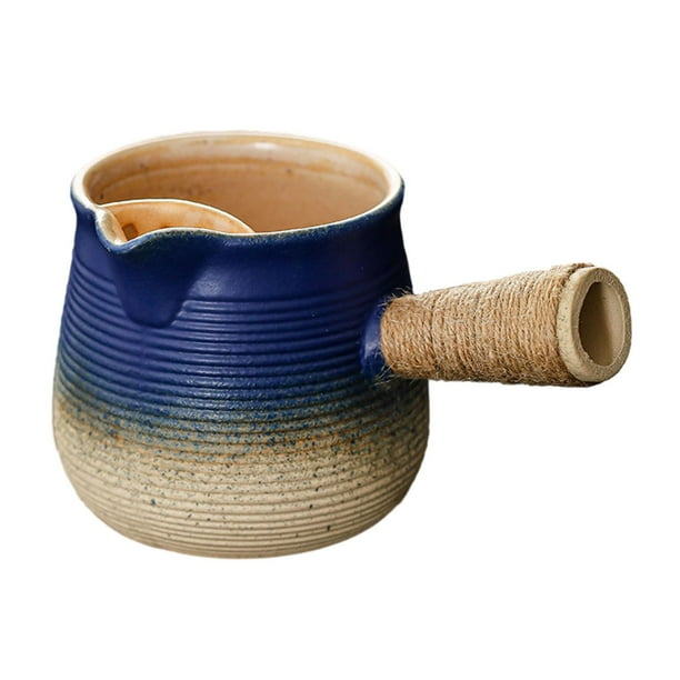 Tetera de cerámica de 760 ml, ligera, para té floreciente y suelto. Azul