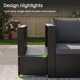 thumbnail image 2 of TECHMILLY 6-Piece Space-Saving Patio Furniture Set, All Weather Black Wicker Rattan Sectional Sofa with 2 Ottomans, Outdoor Conversation Set for Garden, Backyard, Gray Cushions, 2 of 9