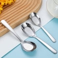 thumbnail image 4 of Soup Spoons, Stainless Steel Korean Spoons, 5.8"/6.4"/6.8" Asian Soup Spoon, Heavy Duty Thick Short Handle Stainless Steel Ramen Spoon for Soup Cereals, Flat-Bottom Rice Spoon,M, 4 of 6