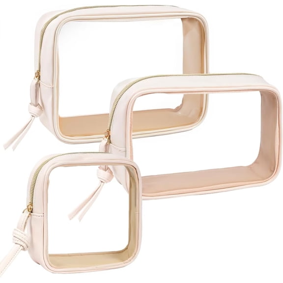 Pakyozj 3Pcs Travel Clear Makeup Bag Set for Women, Transparent Toiletry Bag with Zipper Portable Makeup Pouch Organizer Waterproof Small Cosmetic Bag Compact Car Bag Organizer Car Accessories