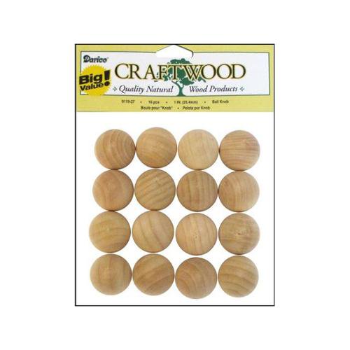 Wood Ball Knobs 1 inch, 16 pack
