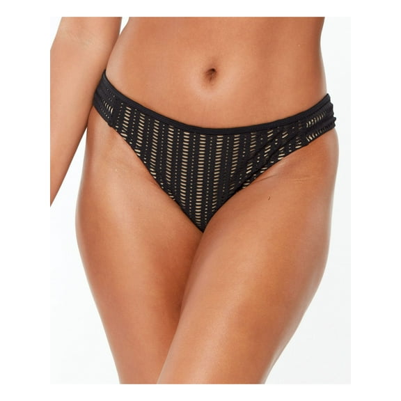 BAR III Women's Black Stretch Lined Full Coverage Crochet Hipster Swimsuit Bottom XS