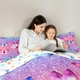 thumbnail image 5 of Manfei Teens Kawaii Butterfly 7pcs Bedding Comforter Set, Pink Blue Glitter Stars Galaxy Queen Bedding Sets, Cartoon Animal Reversible Queen Sheet Sets, Luxury Bedroom Decor, 5 of 8