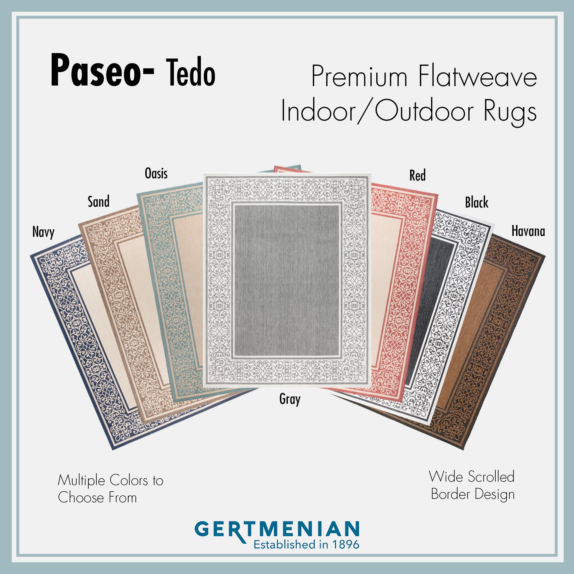 Gertmenian Paseo Tedo Transitional Damask Dk Gray/White Area Outdoor Rug, 5x7