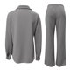 thumbnail image 3 of Gibobby Conjunto de 2 piezas de camisa y pantalones de manga larga con botones para mujer, ropa informal holgada (Gris, M), 3 of 5
