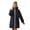 Black S, variant on Winter Down Coat Thickened Padded Plush Hood Big Pockets Mid Length Windproof Long Sleeves Heat Retention Warm Daily Outwear Cotton Jacket
