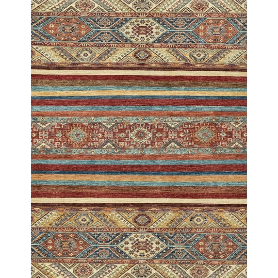 Ahgly Company Machine Washable Indoor Rectangle Abstract Brown Red Area Rugs, 5' x 8'