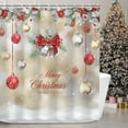 thumbnail image 2 of Christmas Shower Curtains for Bathroom Xmas Shower Curtains Red Christmas Fabric Xmas Bathroom Set with Hooks Red Silver Baubles Merry Christmas Bathroom Decor Holiday, 72" W x 72" H, 2 of 6