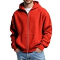 thumbnail image 2 of Timoontee Mens Zip Up Sweatshirts Long Sleeve Waffle Textured Hoodies Lightweight Spring Fall Hooded Sweatshirt Solid Casual Hoodie Red S, 2 of 8
