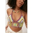 thumbnail image 1 of Douhoow Women Striped Knitted Top Vintage Summer Boho Spaghetti Strap Crop Top, 1 of 3