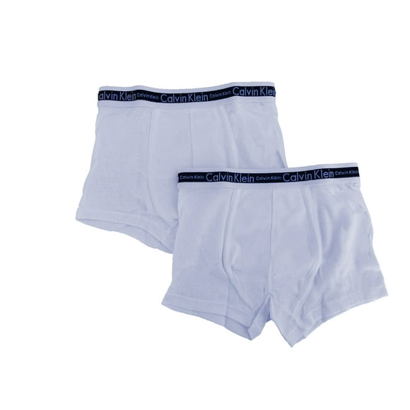 Calvin Klein Boy`s 2 Pack Boxer Briefs (X-Small/4-5, Pure White (37567657) / Black/Pure White)