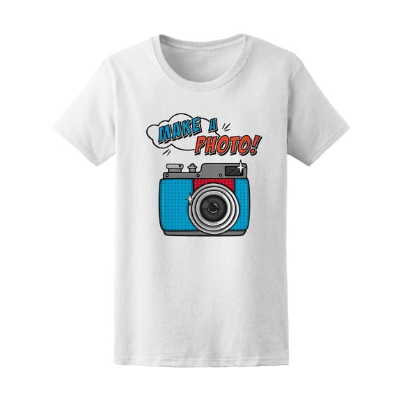 Pop Art Retro Camera Photo Comic Tee Women's -Image by Shutterstock