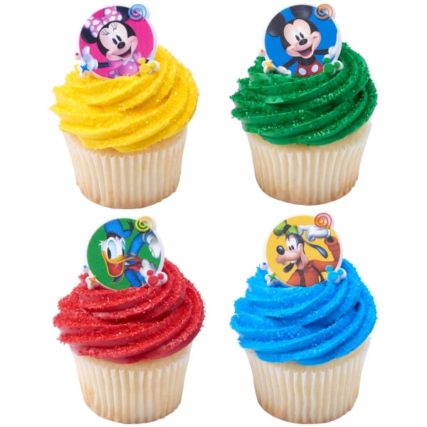 24 Mickey Mouse Funhouse Cupcake Rings Toppers Minnie Goofy