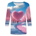 thumbnail image 4 of VKOYWKM Womens Valentine's Day T-Shirts 3/4 Sleeve Love Heart Graphic Tees Casual Spring Tops Hoiday Crew Neck Loose Fit Valentine T-Shirts, 4 of 5