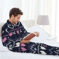 thumbnail image 4 of Wukai Pixel Heart Winter Men's Long Sleeve Pajama Set,Long Sleeve Mens Sleepwear with Pockets & Front Fly-X-Large, 4 of 6