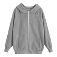 thumbnail image 4 of SNKSDGM Girls 3-15Y Solid Ribbed Full Zip Up Hoodie Jacket, Long Sleeve Loose Sweatshirt Cardigan With Side Pockets Kids Casual Fashion Outerwear Grey 5-7 Years, 4 of 4