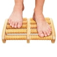 thumbnail image 3 of Large Dual Foot Massager Roller Feet Relax Wooden Bamboo Foot Pain Massage New, 3 of 3