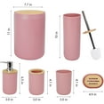 thumbnail image 3 of CERBIOR 7 PCS Bamboo Bathroom Accessories Sets with Trash Can, Soap Dispenser, Soap Dish, Toothbrush Holder, Toothbrush Cup, Toilet Brush and Qtip Holders,Pink, 3 of 11
