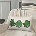 thumbnail image 4 of Watercolor St Patricks Day Throw Pillow Covers 12x20 Inch Set of 2, Spring Shamrock Lucky Clover Pillow Covers Farmhouse Linen Shamrock Green Cushion Case Decoration for Sofa Couch Outdoor, 4 of 5