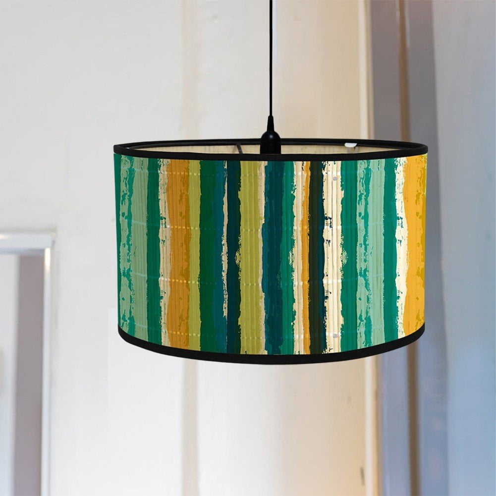 Drum Lamp Shade E27 Vintage Lampshade Stripe Pattern Chandelier Lamp Cover Replaceable Light Accessories for Pendant Floor Table Lamp Home Decor
