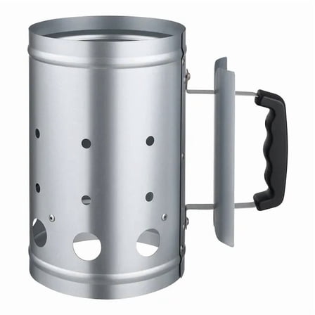 Heavy Duty 4 lbs Large Capacity Charcoal Chimney Starter for BBQ Grill Barbecues Compact Portable Silver Steel