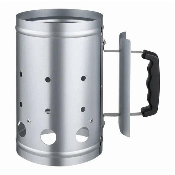 Heavy Duty 4 lbs Large Capacity Charcoal Chimney Starter for BBQ Grill Barbecues Compact Portable Silver Steel