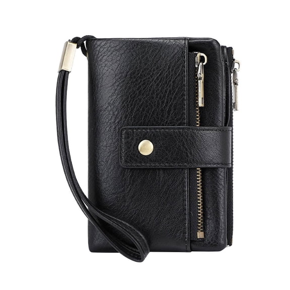 YEESHU Womens Wallet Small Leather RFID Blocking Tri Fold Large Capacity Compact Card Holder with Zipper Pocket ID Window