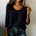 thumbnail image 6 of Sillenn Womens Plus Size Gauze Shirts 3/4 Sleeve Cotton Linen Crewneck Pullover Tops Empire Waist Flowy Peplum Loose Tunic Blouses Lightweight Gauze Dressy Casual Office Work Basic Shirts Black L, 6 of 7