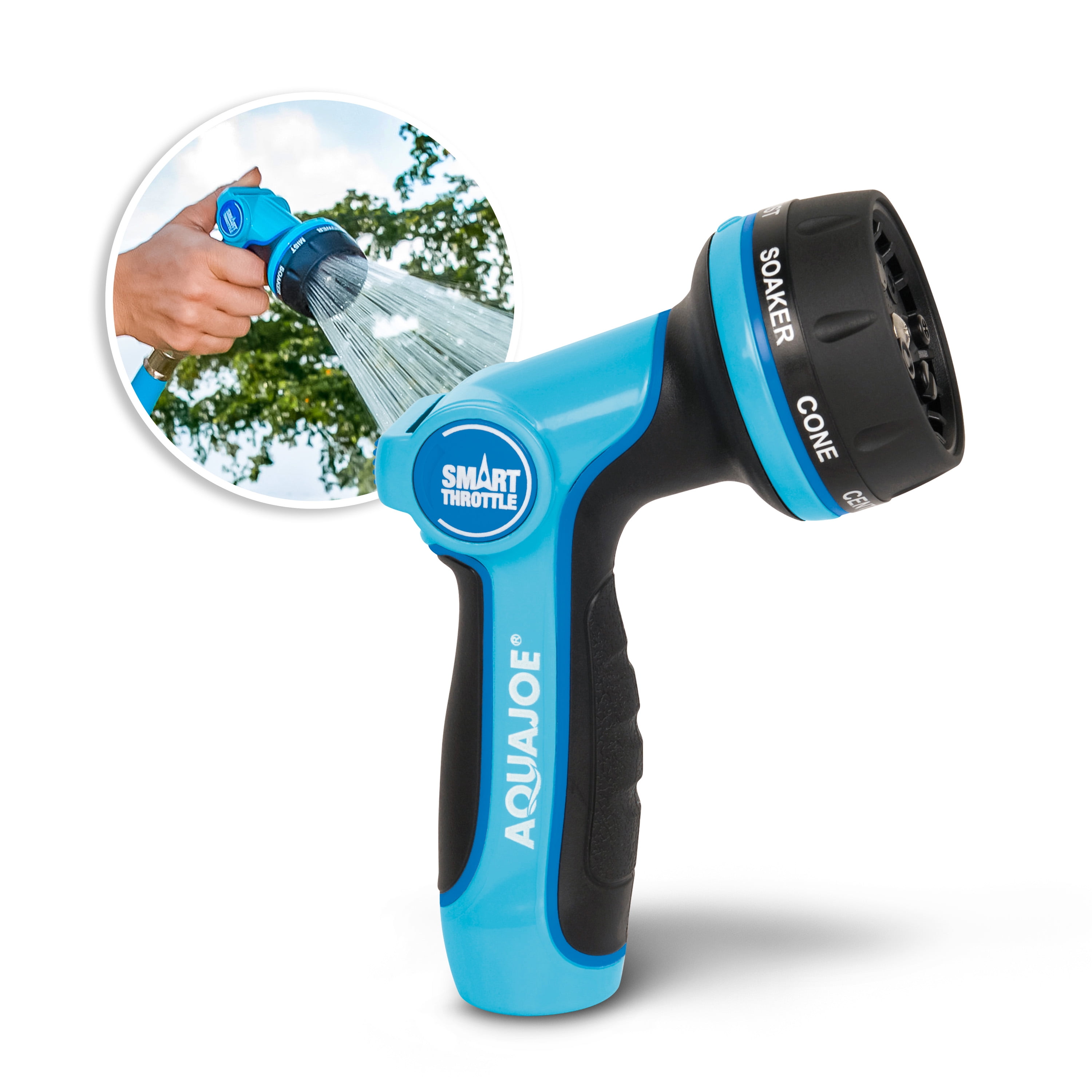 Aqua Joe HeavyDuty MultiFunction Hose Nozzle W/ Smart Throttle, 7