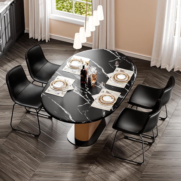 LainTene 18" PU Leather Dining Chairs Set of 4 – Modern Counter Height Kitchen & Bar Stools with Ergonomic Back, Steel Frame & Non-Slip Feet for Home, Café, Restaurant, Black